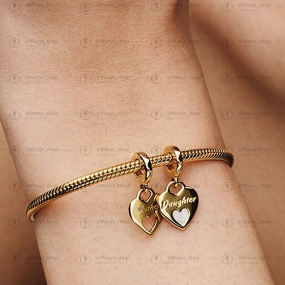 Pandora Double Heart Split Dangle Charm|Pendant - Picture 2 of 2